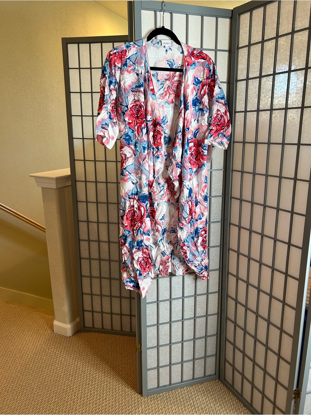 NWT LuLaRoe Shirley Floral Pink & Blue Duster Kimono